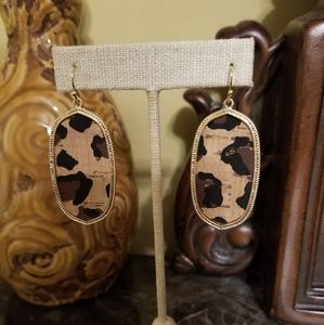 Boutique style leopard print cork earrings